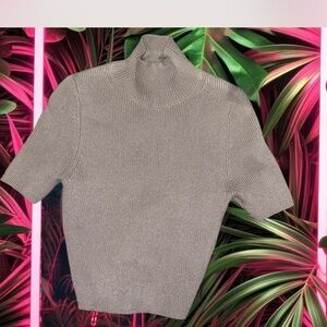 Zara Taupe Ribbed Knit Turtleneck